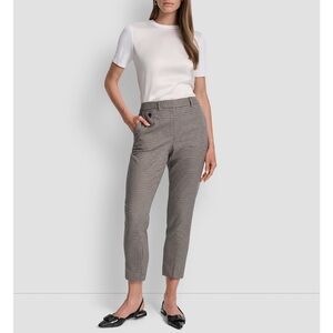 DKNYC Women's Checkered Ankle Pants - Black and White